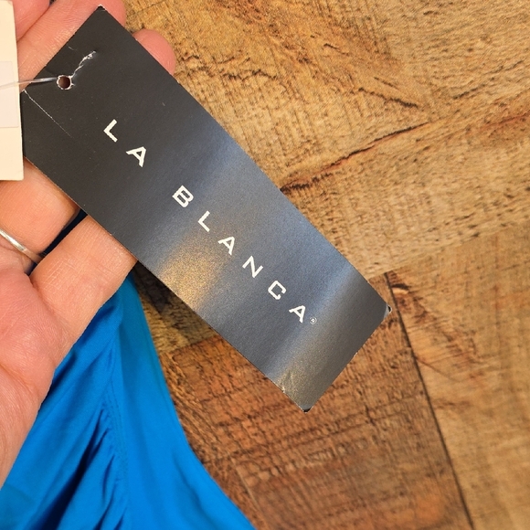 LA BLANCA Blue One Piece Swimsuit Adjustable Straps - Picture 3 of 10